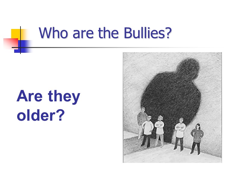 Who are the Bullies? Are they older?